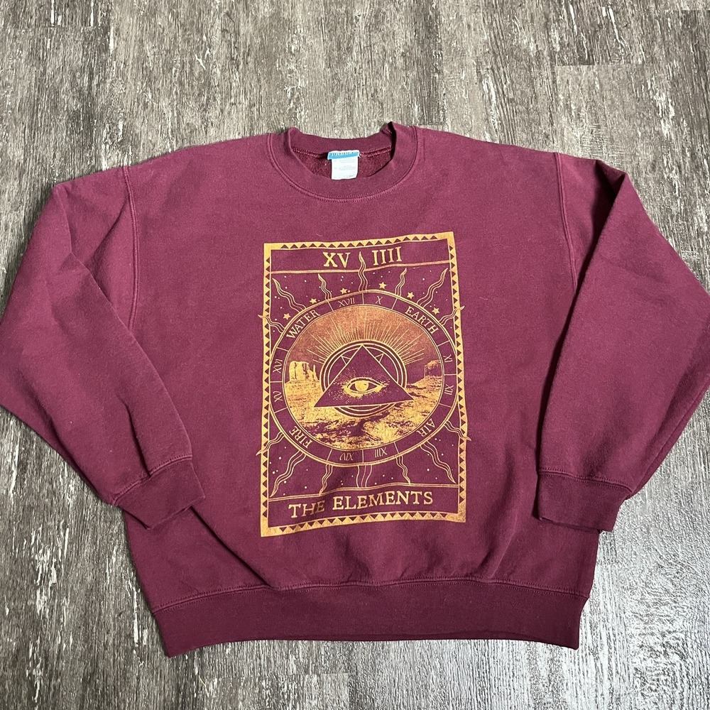 Spiritual‎ All Seeing Eye Crewneck Sweatshirt Licensed Freeze Tag Adult M Maroon